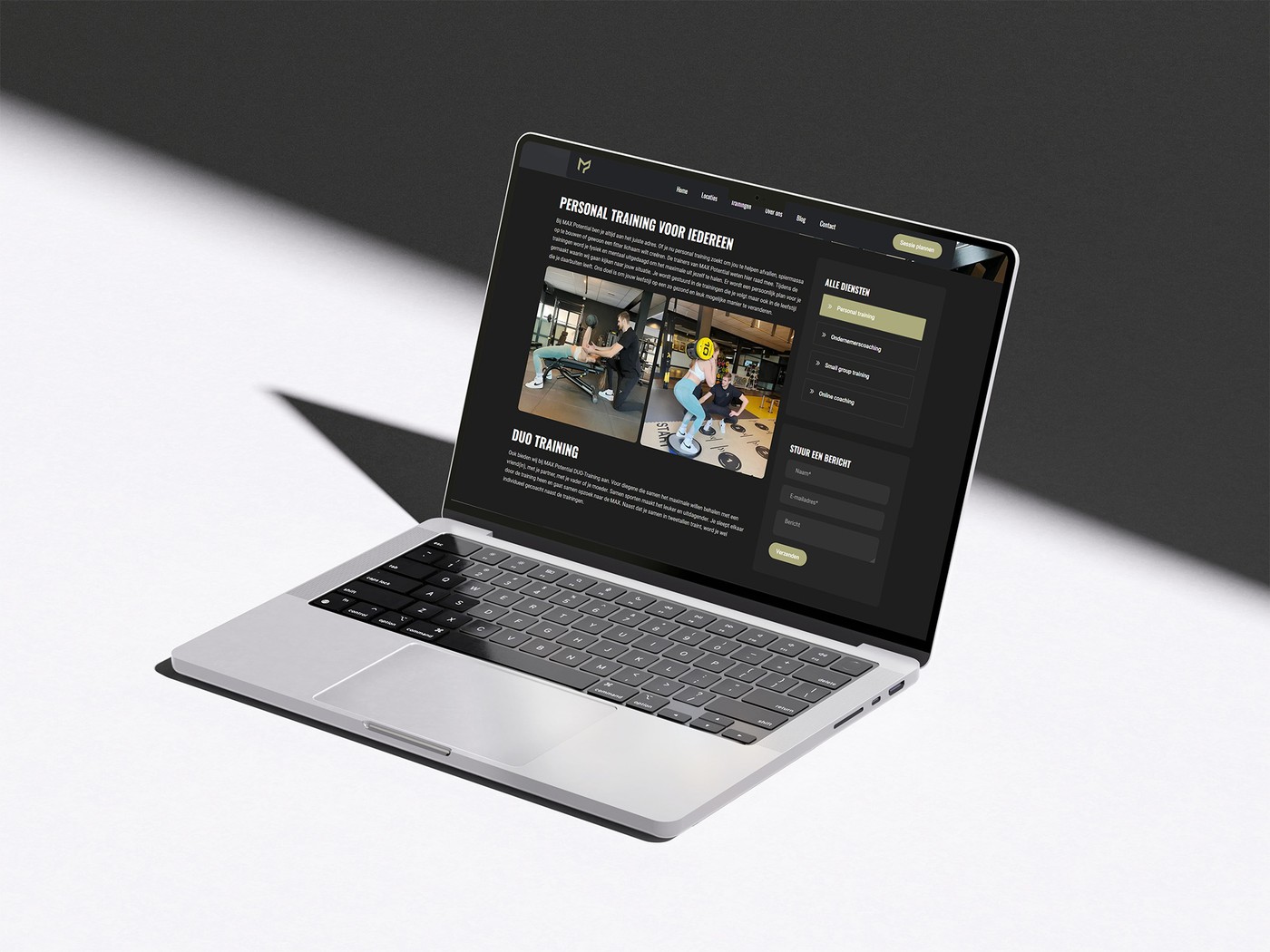 MAX Potential website - personal training pagina mockup