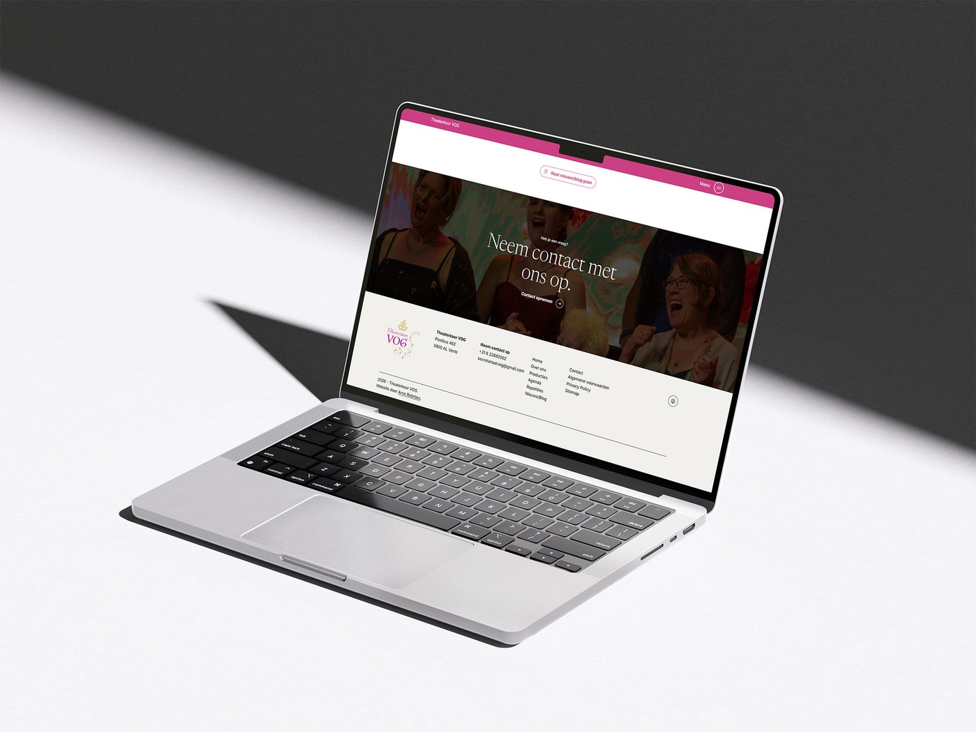 Theaterkoor VOG website - footer mockup