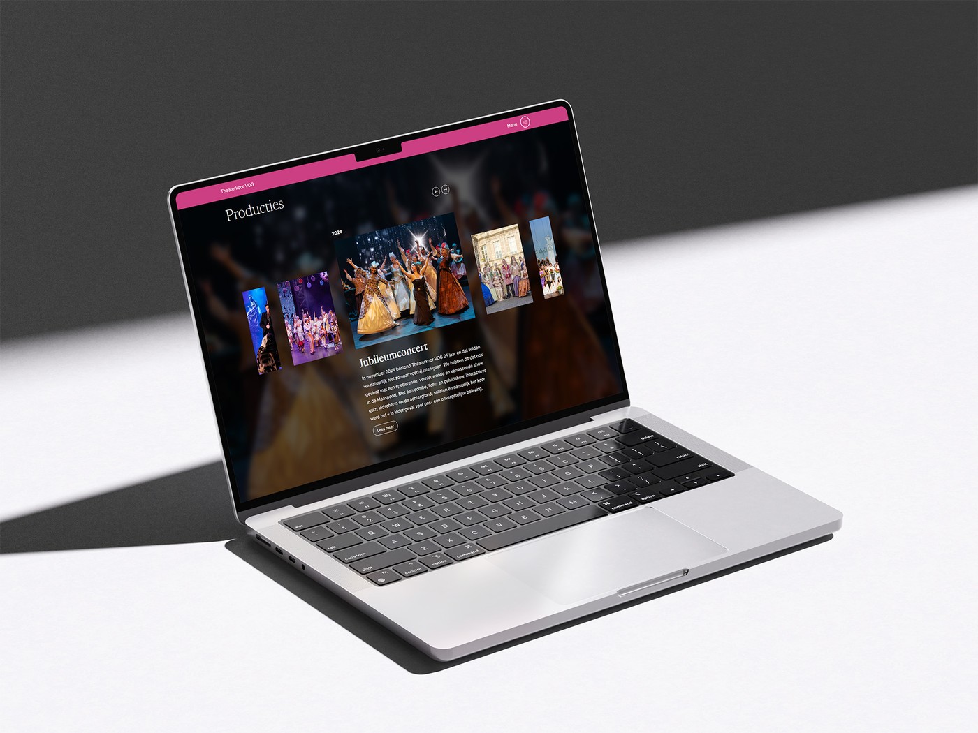 Theaterkoor VOG website - homepage slider mockup